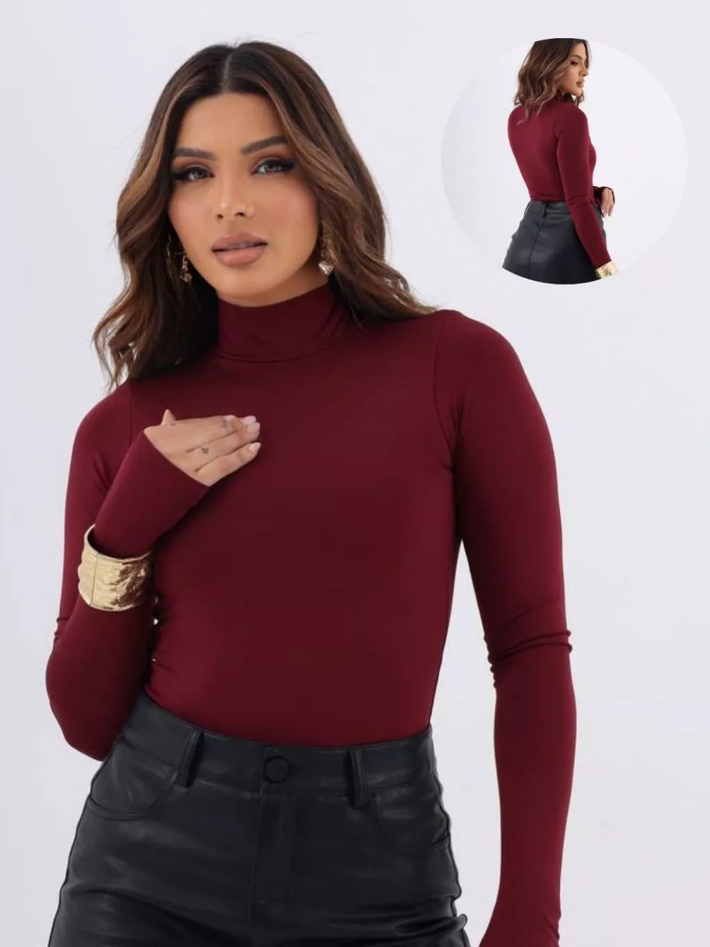 Blusa Gola Alta, Manga Longa e Abertura para o Dedo – BellaCECÍLIA
