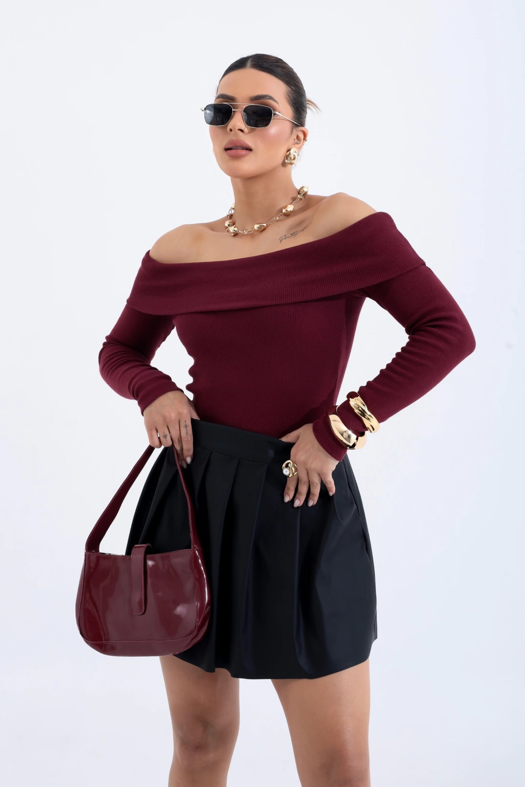 Blusa Bardot Manga Longa - BellaCECÍLIA