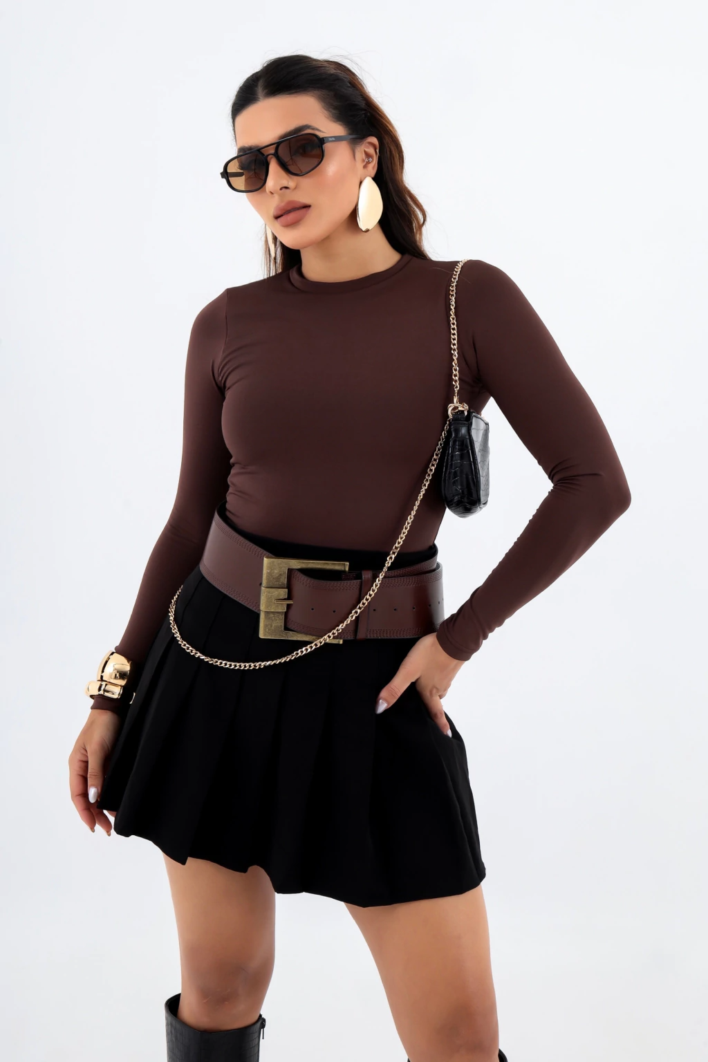 Blusa Lisa, Gola Redonda, Manga Longa - BellaCECÍLIA