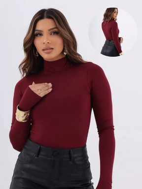 Blusa Gola Alta, Manga Longa e Abertura para o Dedo – BellaCECÍLIA